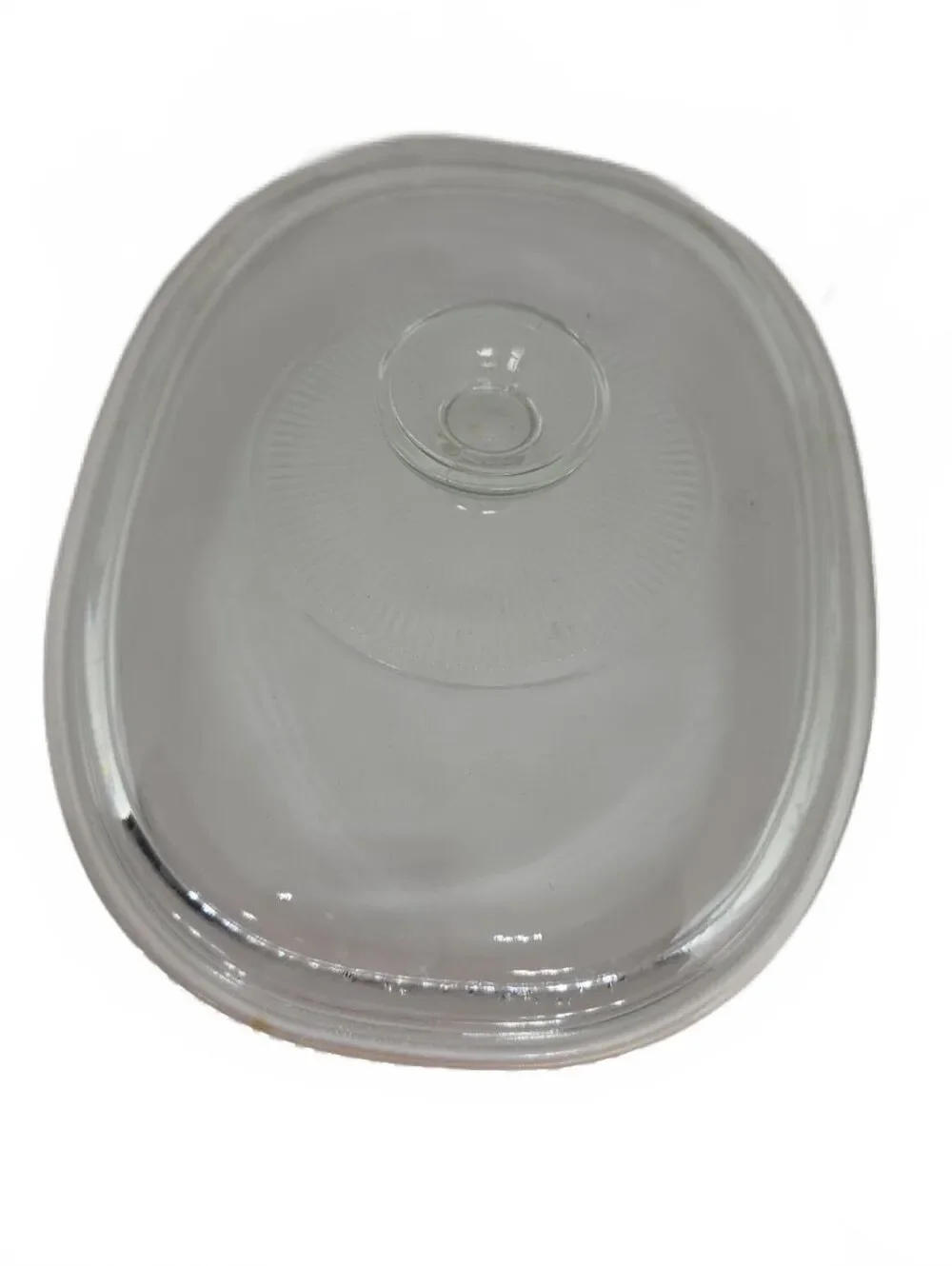 Vtg CorningWare White Oval Casserole Dish Clear Glass Lid